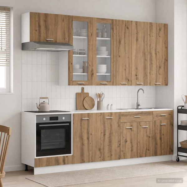 vidaXL Kuchynská jednotka LYON 8 ks Dub artisan Kompozitné drevo