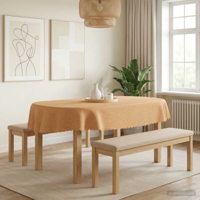 vidaXL Uterák na stôl Oválny Béžová 130 x 220 cm