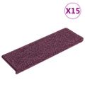 vidaXL Schodové rohože 15 ks 65x21x4 cm tmavo fialové s obdĺžnikovým okrajom
