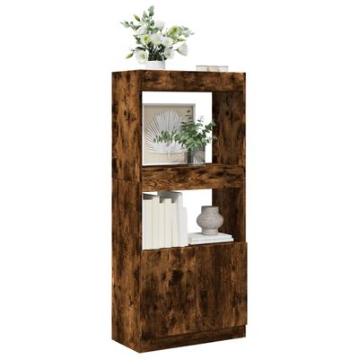 vidaXL Vysoká skrinka dymový dub 63x33x140 cm kompozitné drevo