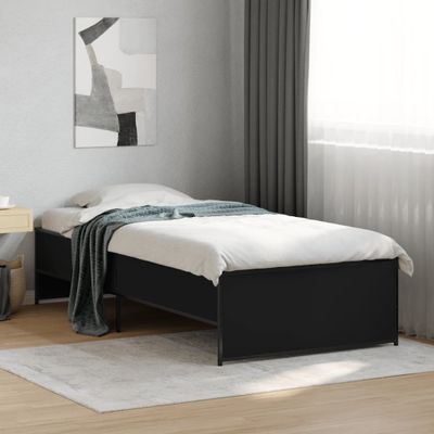 vidaXL Posteľný rám čierny 75x190 cm kompozitné drevo a kov