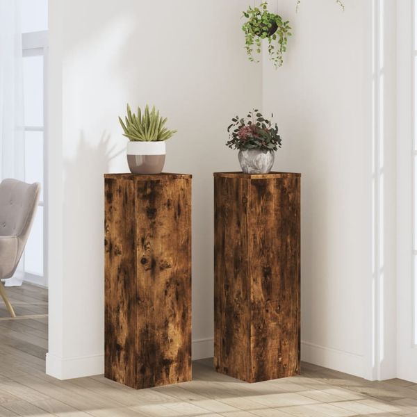 vidaXL Stojany na rastliny 2 ks dymový dub 25x25x80cm kompozitné drevo