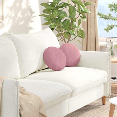 vidaXL Vankúše na sedenie 2 pcs Ružová Ø30 x 13 cm Zamat