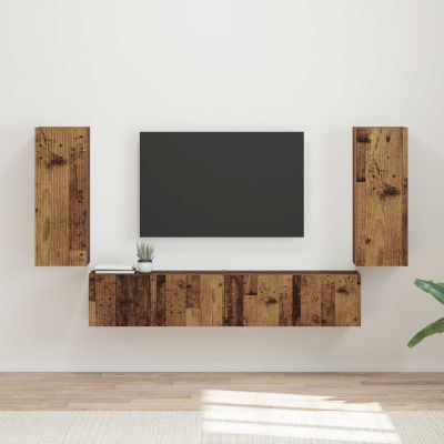 vidaXL Sada nástenného kabinetu na TV Nástenný 4 pcs Staré drevo