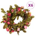 vidaXL Kvetinové girlandy 6 ks, ružové 215 cm