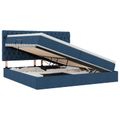 vidaXL Postel s úložným prostorem a matrací Modrá 200 x 200 cm látka
