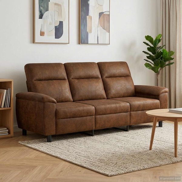 vidaXL Pohovka Hnedá 214 x 90 x 95 cm Faux semišová koža