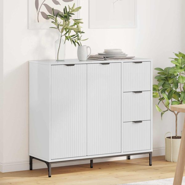 vidaXL Servírovacia skriňa Vysoký lesk bielej 89,5 x 33 x 82 cm