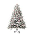vidaXL Umelý predsvietený vianočný stromček s sadou loptičiek Zelená