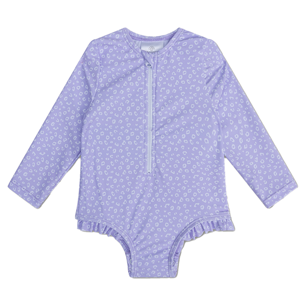 Plavky s dlhým rukávom s UPF 50+ Lila Leopard