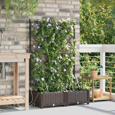 vidaXL Záhradný kvetináč 2 pcs Hnedá 80 x 40 x 126 cm Plast
