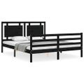 vidaXL Rám postele s čelom čierny masívne drevo King Size