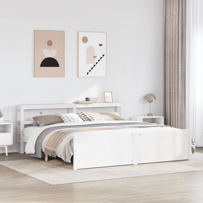 vidaXL Posteľný rám s čelom bez matraca biely 180x200 cm
