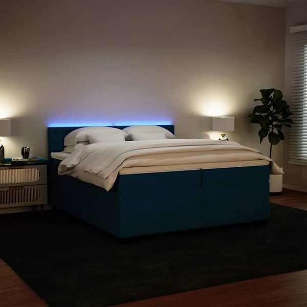 vidaXL Posteľný rám boxsping s matracom modrá 200x200 cm zamat