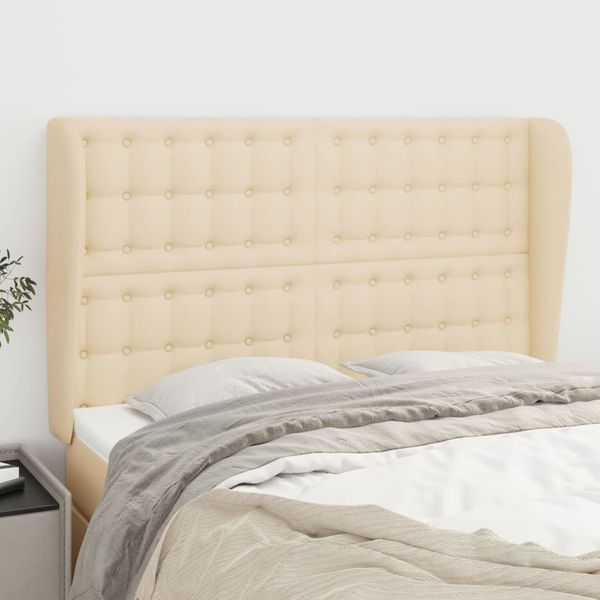 vidaXL Čelo postele so záhybmi krémový 147x23x118/128 cm látka