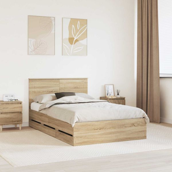 vidaXL Rám postele Sonoma dub 120 x 200 cm Inžinierske drevo