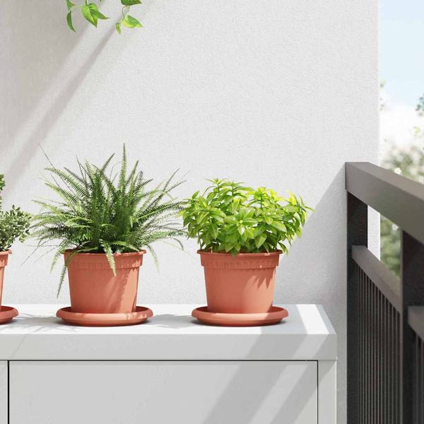 vidaXL Kvetináče 24 pcs Tehlovo červená Ø 12,5 x 10 cm Plast