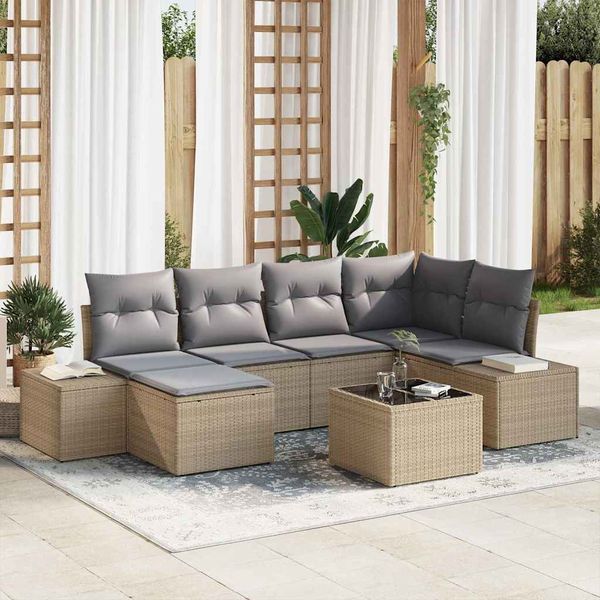 vidaXL Súprava záhradných pohoviek 6 pcs Beige a svetlo šedá polyratan
