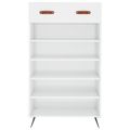 vidaXL Botník lesklý biely 60x35x105 cm spracované drevo