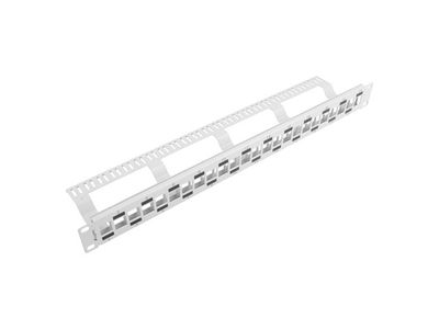 Patch panel 24 portov 1U striedavý s organizérom pro moduly keystone šedý lanberg