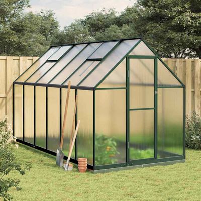 vidaXL Skleník so základovým rámom zelený 334x169x202 cm hliník