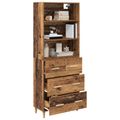 vidaXL Highboard Staré drevo 69,5 x 32,5 x 180 cm Kompozitné drevo