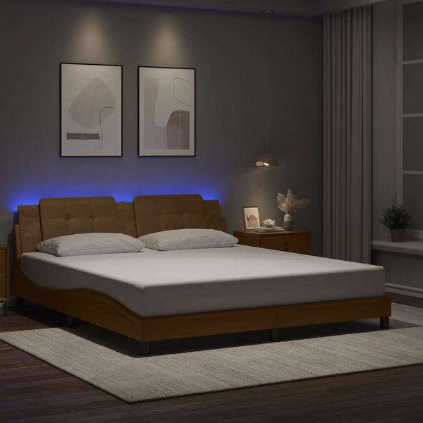 vidaXL Rám postele s LED bez matraca Zadar kapučínový 180x200 cm