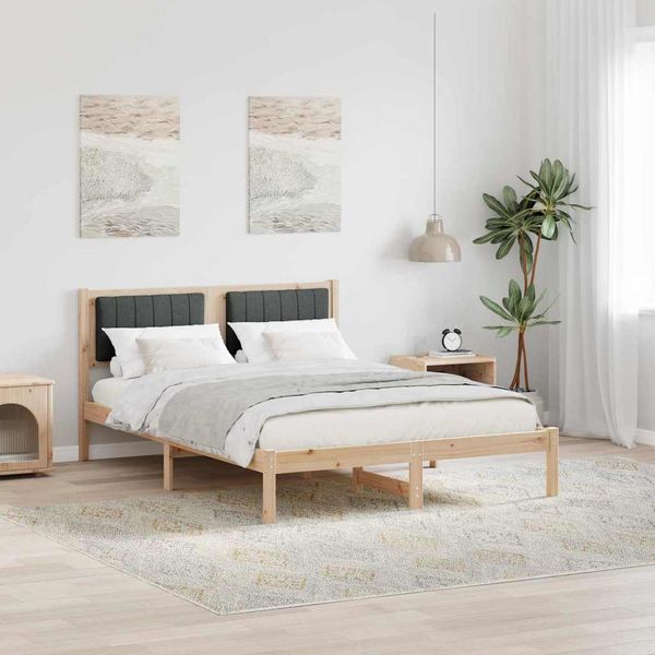 vidaXL Rám postele s čalúneným čelom Tmavo šedá 120 x 190 cm
