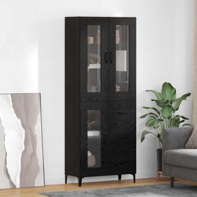 vidaXL Highboard Čierny dub 69,5 x 34 x 180 cm Kompozitné drevo
