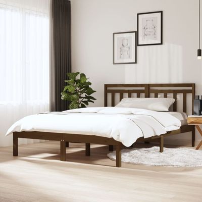 vidaXL Posteľný rám medový 120x190 cm malé dvojlôžko masívne drevo
