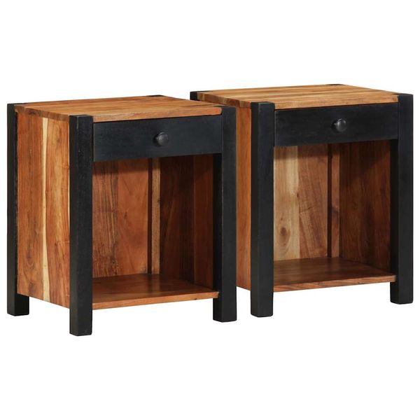 vidaXL Nočný stolík 2 pcs Hnedá 40 x 35 x 50 cm Pevné akáciové drevo