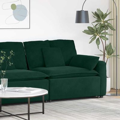 vidaXL Modulárna opierka na ruky s vankúšmi, tmavozelená, 100 cm