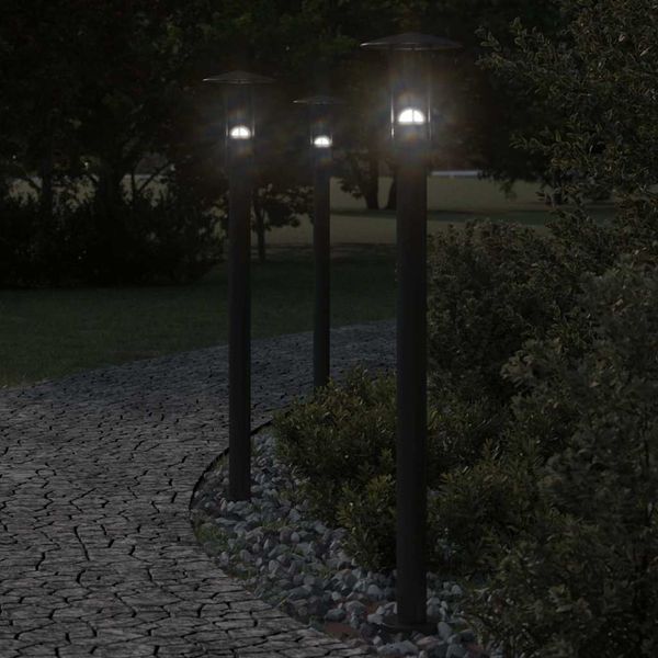 vidaXL Vonkajšie stojace lampy 3 ks čierne 100 cm nehrdzavejúca oceľ