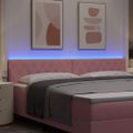 vidaXL LED hlavová doska s LED pásikmi Ružová 200 cm Zamat