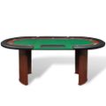 vidaXL Pokerový stôl pre 10, zóna pre dílera, držiak na žetóny, zelený
