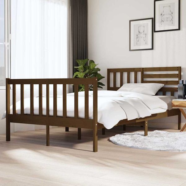 vidaXL Posteľný rám medovo-hnedý masívne drevo 140x190 cm