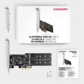 AXAGON PCES-SA4M2, PCIe řadič - 2x interní SATA 6G port + 2x SATA M.2 slot, ASM1164, SP & LP Řadič, PCIe 3.0 x2, pro 2x SATA III + 2x M.2 SSD 2230/2242/2260/2280, čipset ASMedia ASM1164, včetně low profile záslepky