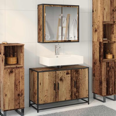 vidaXL Sada kúpeľňového nábytku 2 pcs Staré drevo Kompozitné drevo