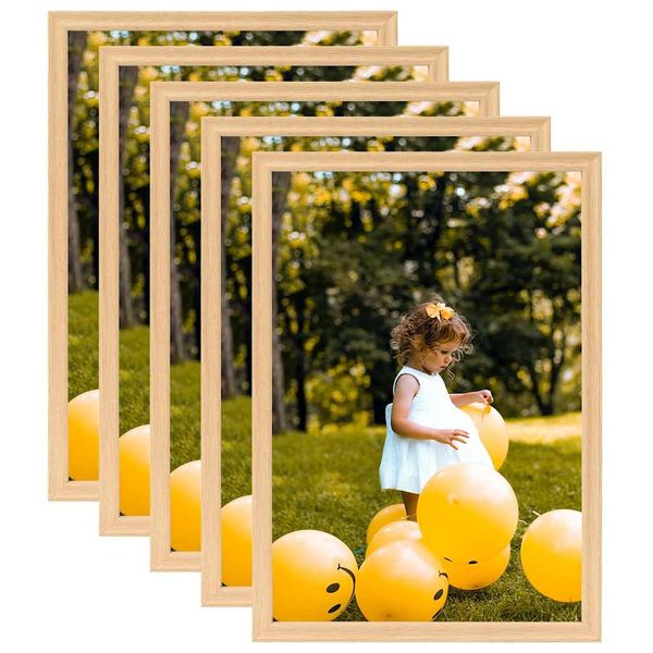 vidaXL Fotorámiky na stenu, koláž 5 ks, bledý dub 50x70 cm
