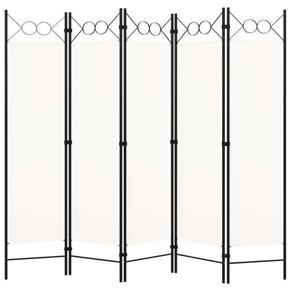 vidaXL Paraván s 5 panelmi, biely 200x180 cm