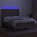 vidaXL Posteľ boxsping s matracom a LED sivohnedá 140x200 cm látka