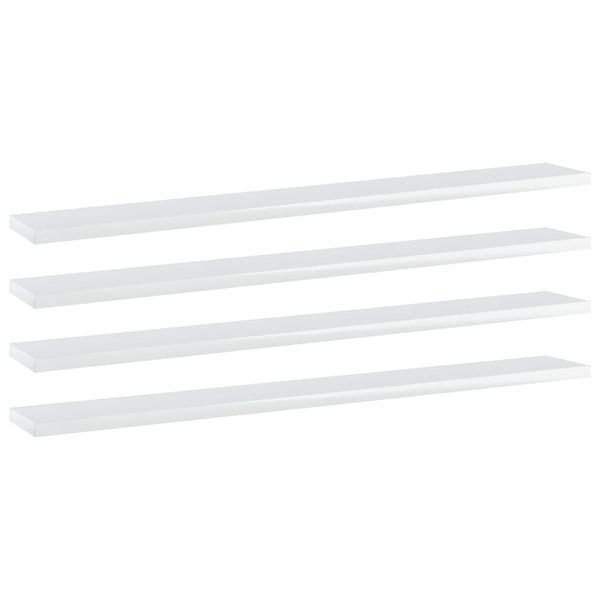 vidaXL Prídavné police 4 ks, lesklé biele 80x10x1,5 cm, drevotrieska