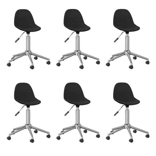 3086068 vidaXL Swivel Dining Chairs 6 pcs Black Fabric (3x333471)