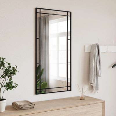 vidaXL Nástenné zrkadlo čierne 50x100 cm obdĺžnikové železné