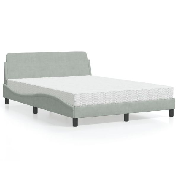 vidaXL Posteľ s matracom Dover bledosivý 140x190 cm zamat