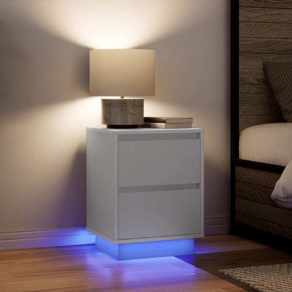 vidaXL Nočné skrinky s LED osvetlením 2 ks Biela 38x34x50 cm