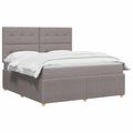 vidaXL LED boxspring posteľ s matracom Sivohnedá 140 x 200 cm Látka