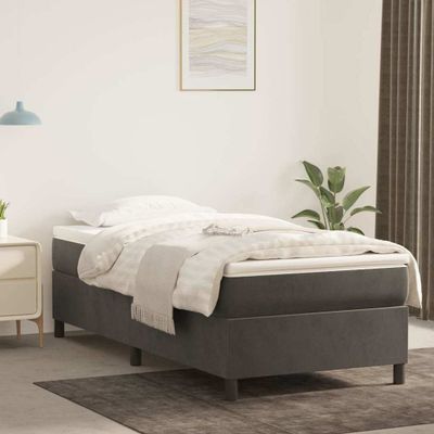vidaXL Posteľný rám s boxspringom tmavosivá 80x200 cm zamat