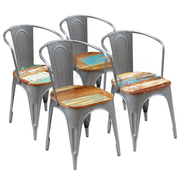 vidaXL Jedálenské stoličky 4 ks recyklovaný masív