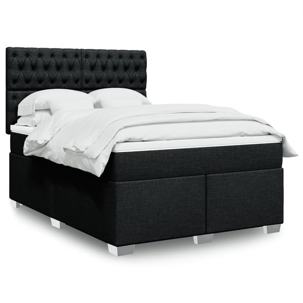vidaXL Posteľný rám boxspring s matracom čierny 140x200 cm látka
